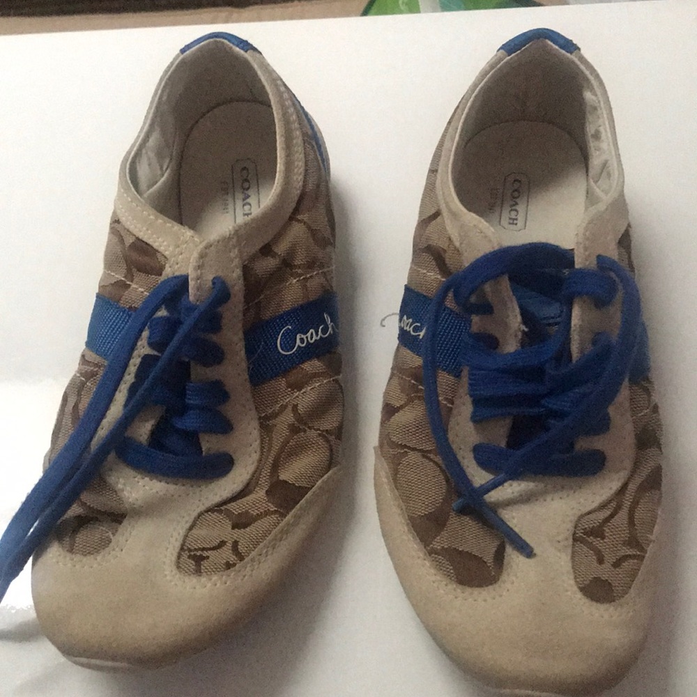 Coach logo  Blue & cream sneakers